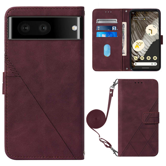 YB Imprinting Series-2 For Google Pixel 8 Pro PU Leather Phone Case Imprinted Lines Stand Wallet Cover