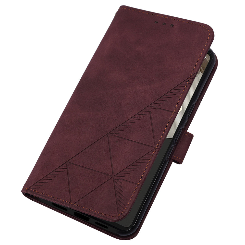 YB Imprinting Series-2 For Google Pixel 8 Pro PU Leather Phone Case Imprinted Lines Stand Wallet Cover