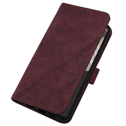 YB Imprinting Series-2 For Google Pixel 8 Pro PU Leather Phone Case Imprinted Lines Stand Wallet Cover