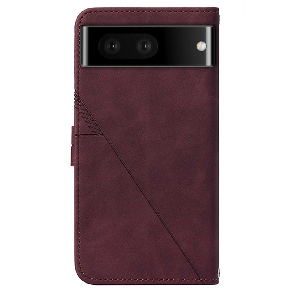 YB Imprinting Series-2 For Google Pixel 8 Pro PU Leather Phone Case Imprinted Lines Stand Wallet Cover