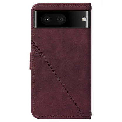 YB Imprinting Series-2 For Google Pixel 8 Pro PU Leather Phone Case Imprinted Lines Stand Wallet Cover