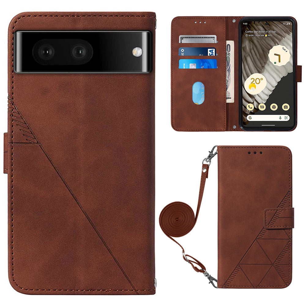 YB Imprinting Series-2 For Google Pixel 8 Pro PU Leather Phone Case Imprinted Lines Stand Wallet Cover