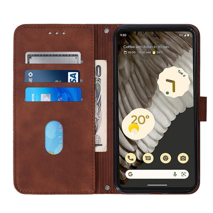 YB Imprinting Series-2 For Google Pixel 8 Pro PU Leather Phone Case Imprinted Lines Stand Wallet Cover