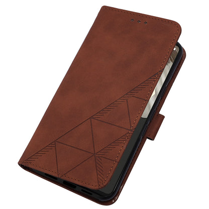 YB Imprinting Series-2 For Google Pixel 8 Pro PU Leather Phone Case Imprinted Lines Stand Wallet Cover