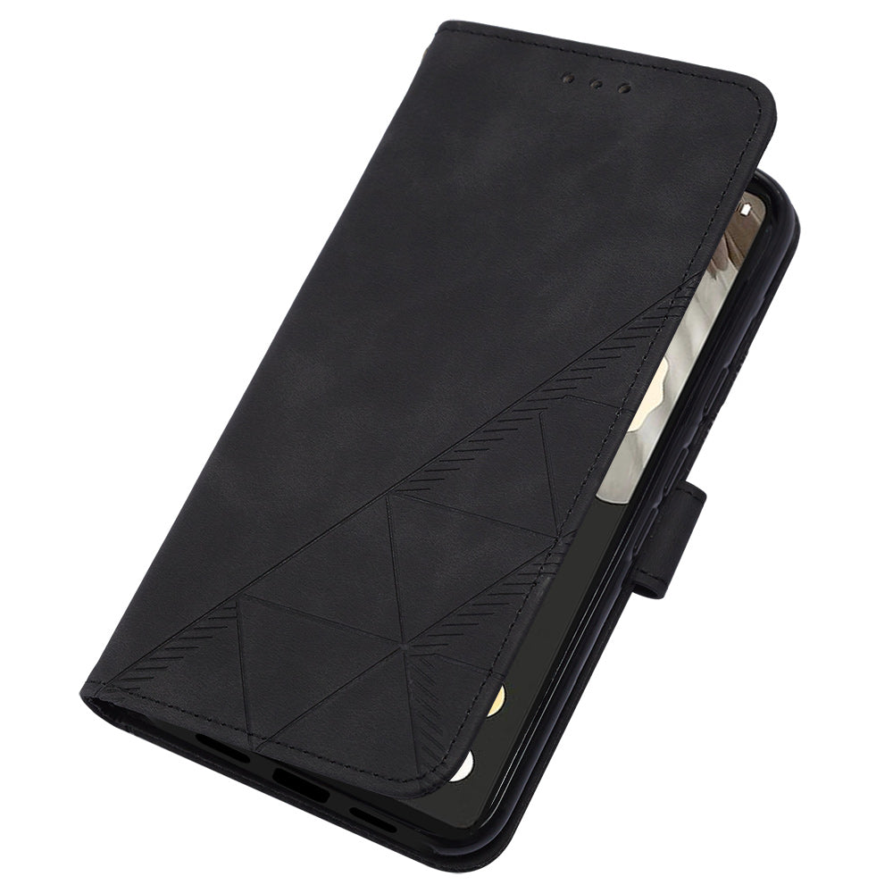 YB Imprinting Series-2 For Google Pixel 8 Pro PU Leather Phone Case Imprinted Lines Stand Wallet Cover