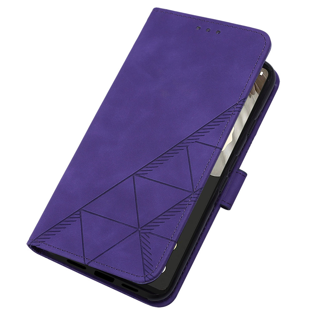 YB Imprinting Series-2 For Google Pixel 8 Pro PU Leather Phone Case Imprinted Lines Stand Wallet Cover