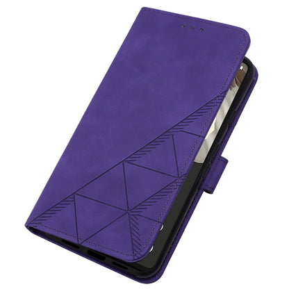 YB Imprinting Series-2 For Google Pixel 8 Pro PU Leather Phone Case Imprinted Lines Stand Wallet Cover