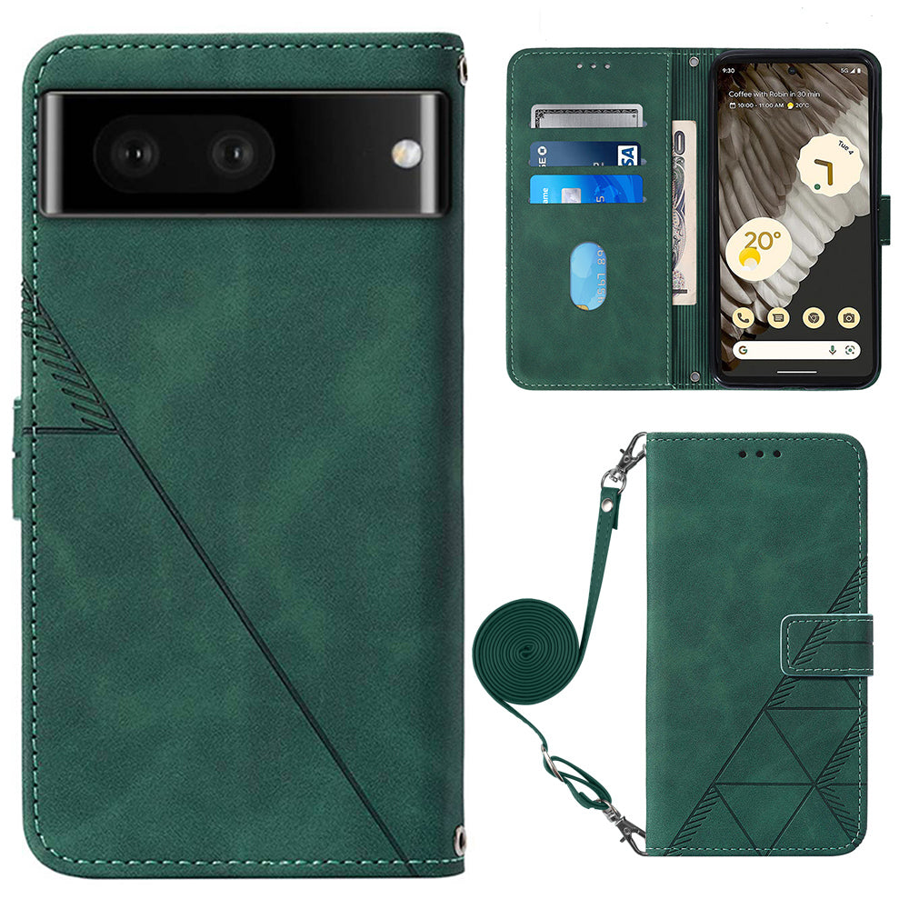 YB Imprinting Series-2 For Google Pixel 8 Pro PU Leather Phone Case Imprinted Lines Stand Wallet Cover