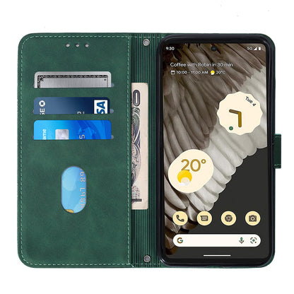 YB Imprinting Series-2 For Google Pixel 8 Pro PU Leather Phone Case Imprinted Lines Stand Wallet Cover