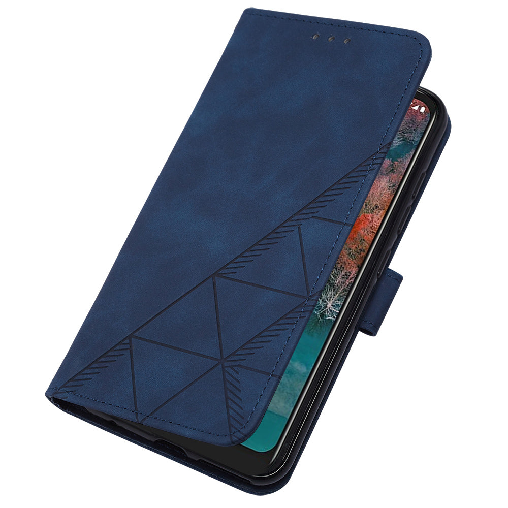 YB Imprinting Series-2 For Nokia C12 4G / C12 Pro / C12 Plus PU Leather Anti-drop Phone Case Imprinted Lines Stand Wallet Cover