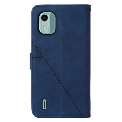 YB Imprinting Series-2 For Nokia C12 4G / C12 Pro / C12 Plus PU Leather Anti-drop Phone Case Imprinted Lines Stand Wallet Cover