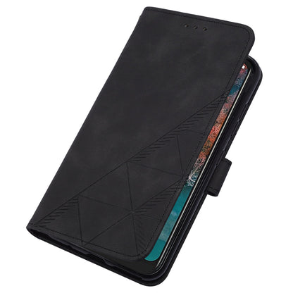 YB Imprinting Series-2 For Nokia C12 4G / C12 Pro / C12 Plus PU Leather Anti-drop Phone Case Imprinted Lines Stand Wallet Cover