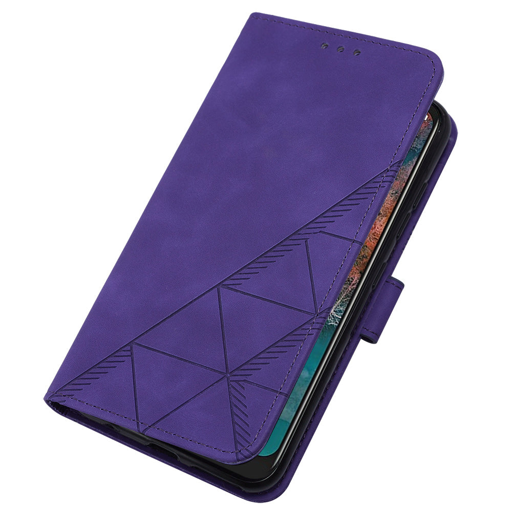 YB Imprinting Series-2 For Nokia C12 4G / C12 Pro / C12 Plus PU Leather Anti-drop Phone Case Imprinted Lines Stand Wallet Cover