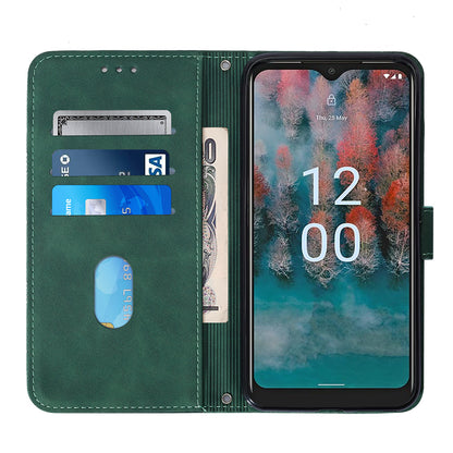 YB Imprinting Series-2 For Nokia C12 4G / C12 Pro / C12 Plus PU Leather Anti-drop Phone Case Imprinted Lines Stand Wallet Cover