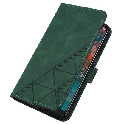 YB Imprinting Series-2 For Nokia C12 4G / C12 Pro / C12 Plus PU Leather Anti-drop Phone Case Imprinted Lines Stand Wallet Cover