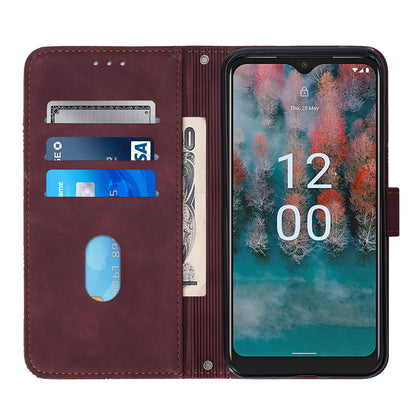 YB Imprinting Series-2 For Nokia C12 4G / C12 Pro / C12 Plus PU Leather Anti-drop Phone Case Imprinted Lines Stand Wallet Cover