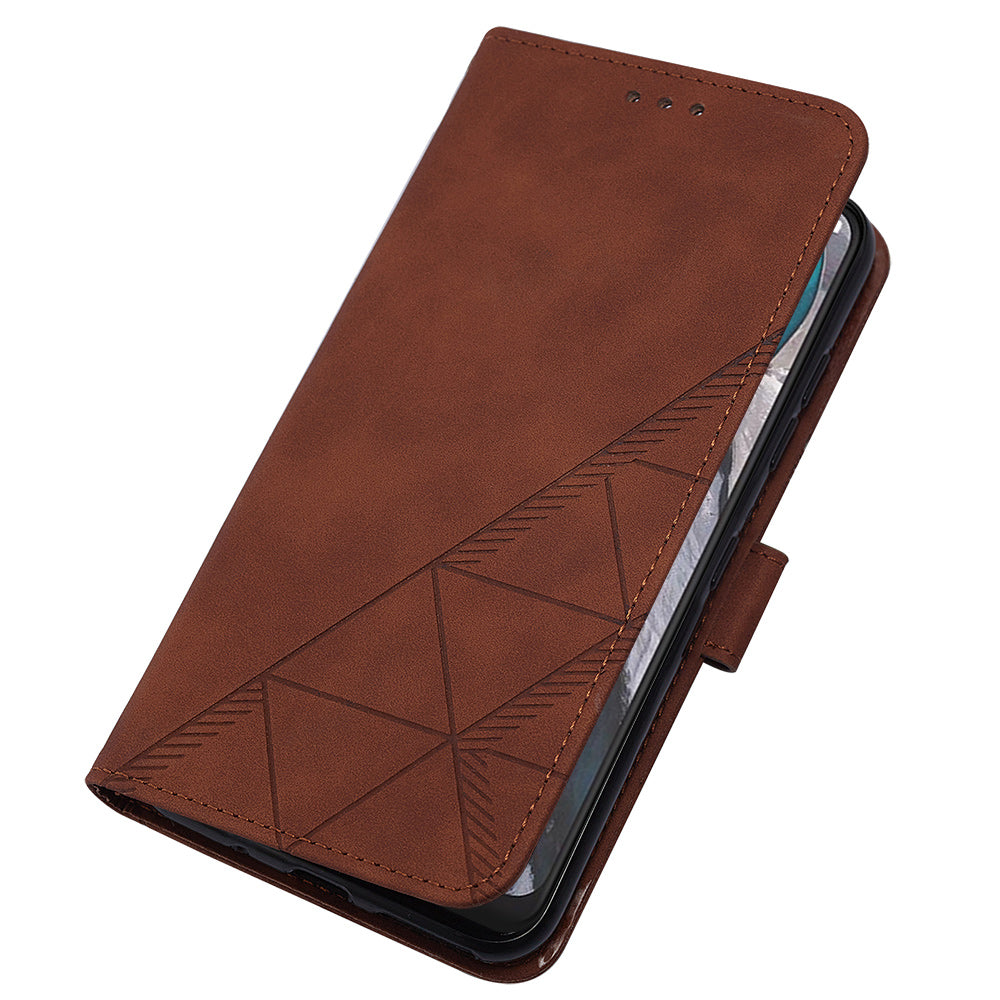 YB Imprinting Series-2 Shockproof Cover for Nokia C22 Imprinted Lines Stand Wallet Leather Phone Case
