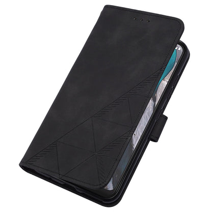 YB Imprinting Series-2 Shockproof Cover for Nokia C22 Imprinted Lines Stand Wallet Leather Phone Case