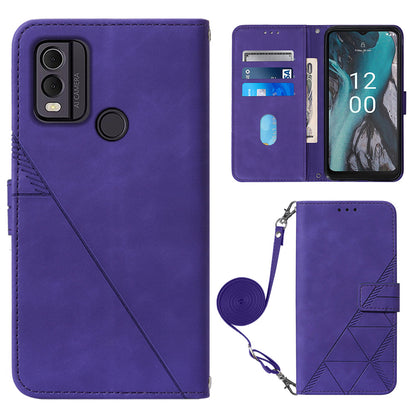 YB Imprinting Series-2 Shockproof Cover for Nokia C22 Imprinted Lines Stand Wallet Leather Phone Case