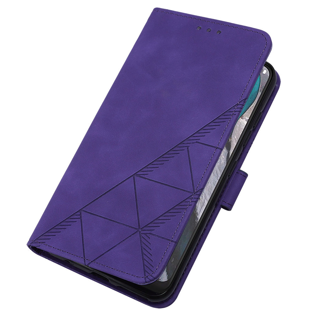 YB Imprinting Series-2 Shockproof Cover for Nokia C22 Imprinted Lines Stand Wallet Leather Phone Case