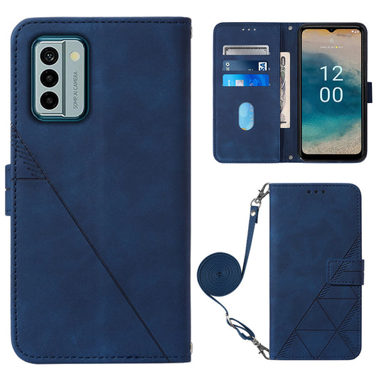 YB Imprinting Series-2 For Nokia G22 Anti-scratch PU Leather Phone Case Imprinted Lines Stand Wallet Cover