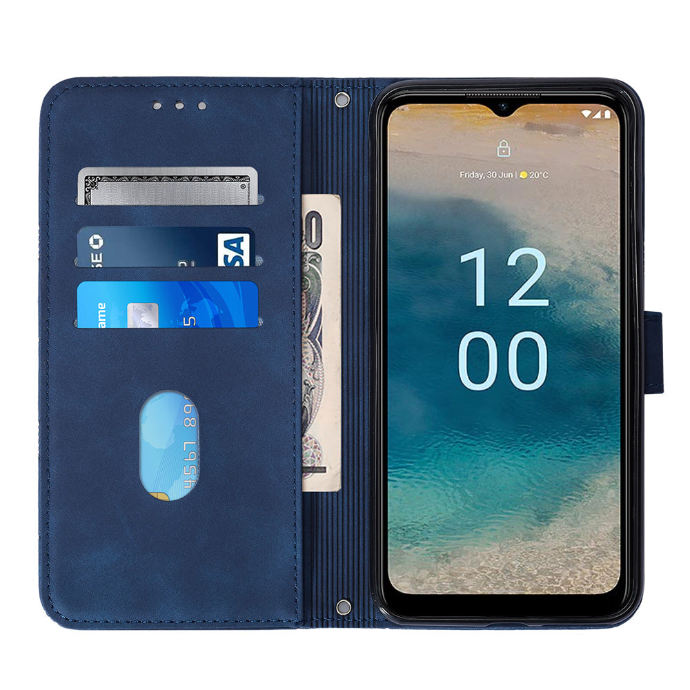 YB Imprinting Series-2 For Nokia G22 Anti-scratch PU Leather Phone Case Imprinted Lines Stand Wallet Cover