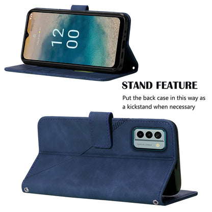 YB Imprinting Series-2 For Nokia G22 Anti-scratch PU Leather Phone Case Imprinted Lines Stand Wallet Cover