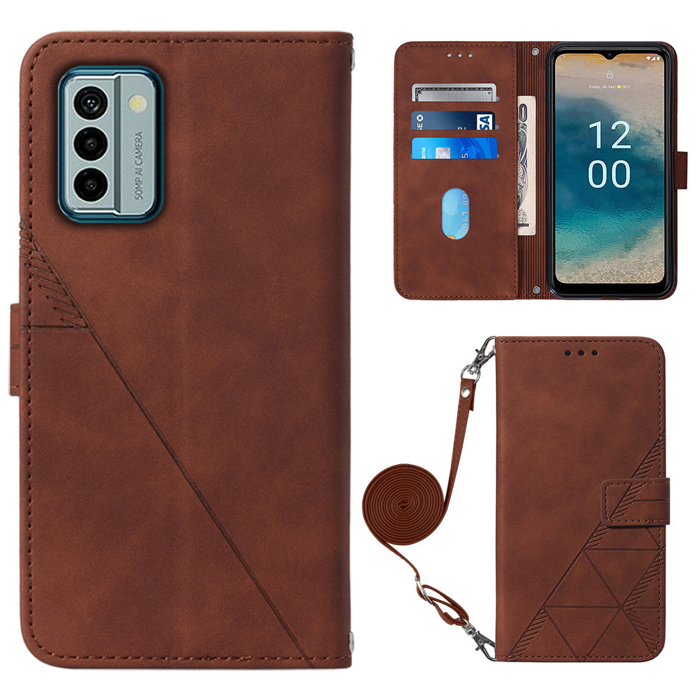 YB Imprinting Series-2 For Nokia G22 Anti-scratch PU Leather Phone Case Imprinted Lines Stand Wallet Cover