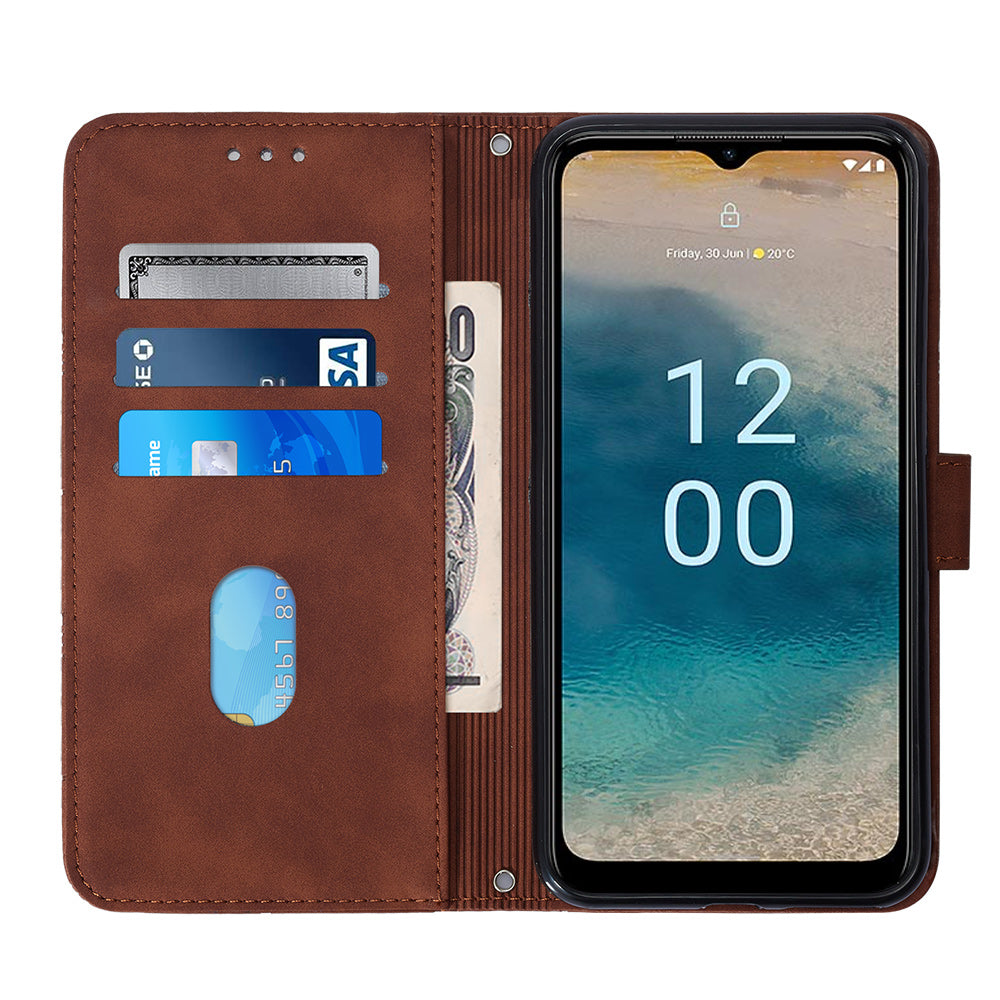 YB Imprinting Series-2 For Nokia G22 Anti-scratch PU Leather Phone Case Imprinted Lines Stand Wallet Cover