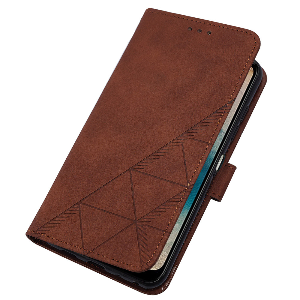 YB Imprinting Series-2 For Nokia G22 Anti-scratch PU Leather Phone Case Imprinted Lines Stand Wallet Cover