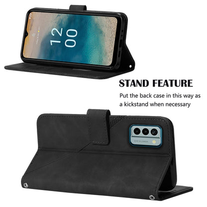 YB Imprinting Series-2 For Nokia G22 Anti-scratch PU Leather Phone Case Imprinted Lines Stand Wallet Cover