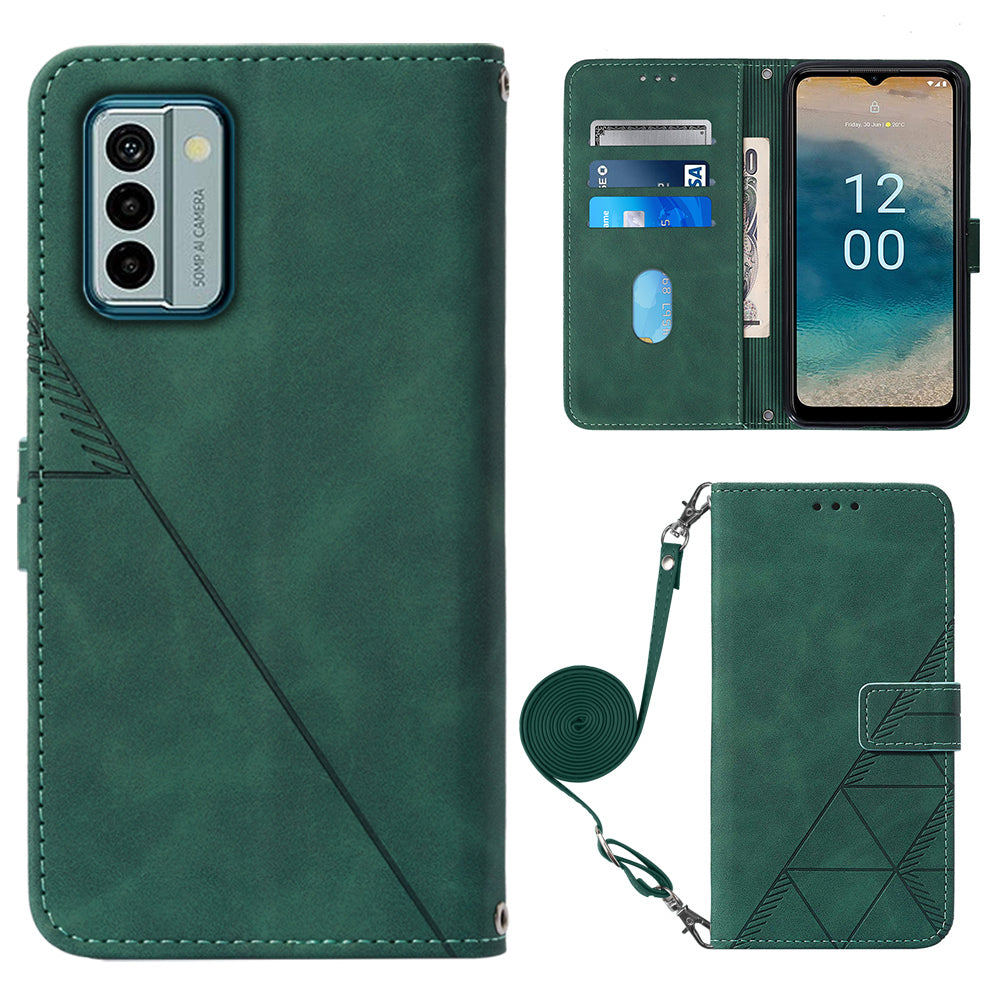 YB Imprinting Series-2 For Nokia G22 Anti-scratch PU Leather Phone Case Imprinted Lines Stand Wallet Cover