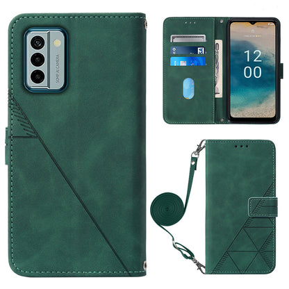 YB Imprinting Series-2 For Nokia G22 Anti-scratch PU Leather Phone Case Imprinted Lines Stand Wallet Cover
