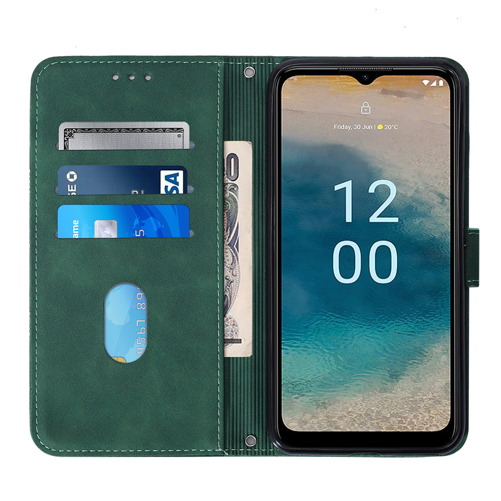 YB Imprinting Series-2 For Nokia G22 Anti-scratch PU Leather Phone Case Imprinted Lines Stand Wallet Cover