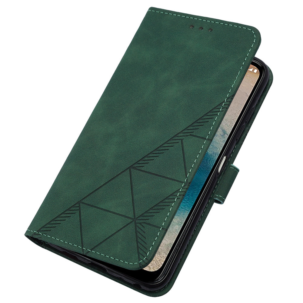 YB Imprinting Series-2 For Nokia G22 Anti-scratch PU Leather Phone Case Imprinted Lines Stand Wallet Cover