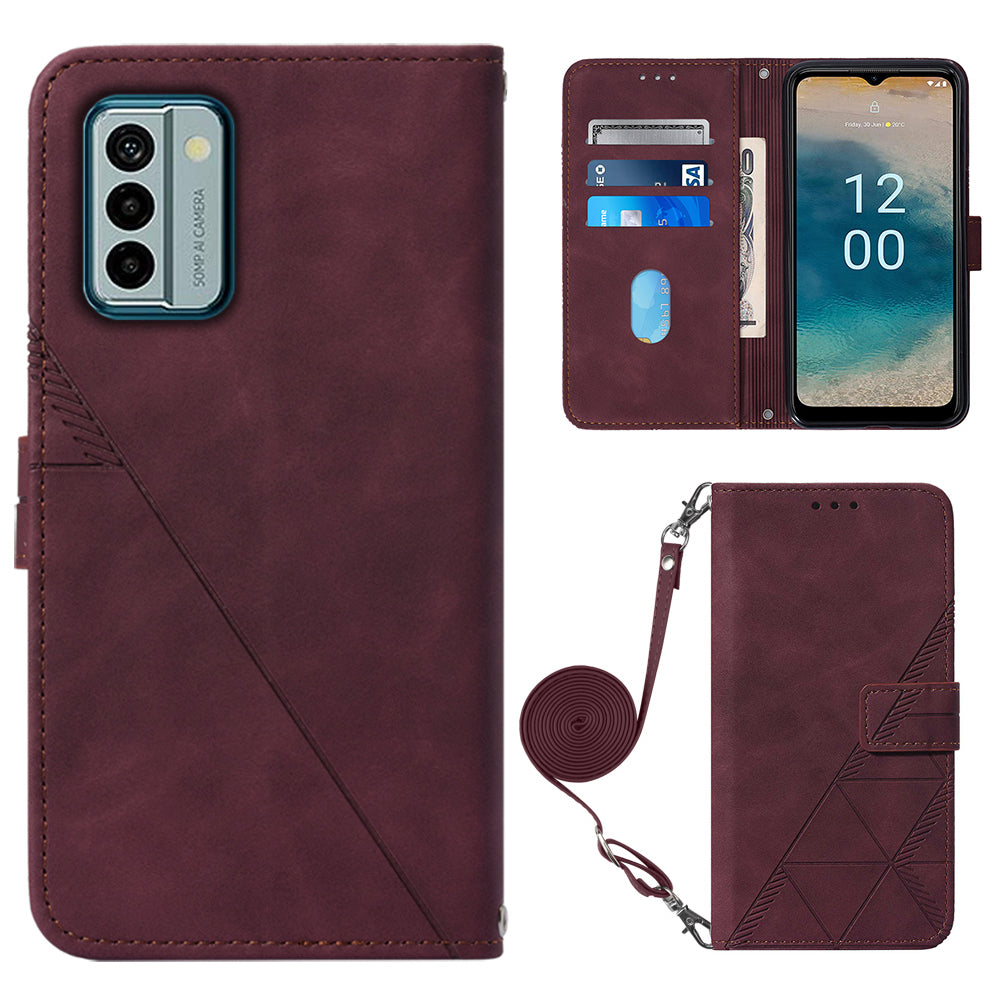 YB Imprinting Series-2 For Nokia G22 Anti-scratch PU Leather Phone Case Imprinted Lines Stand Wallet Cover