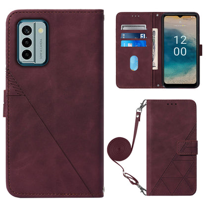 YB Imprinting Series-2 For Nokia G22 Anti-scratch PU Leather Phone Case Imprinted Lines Stand Wallet Cover