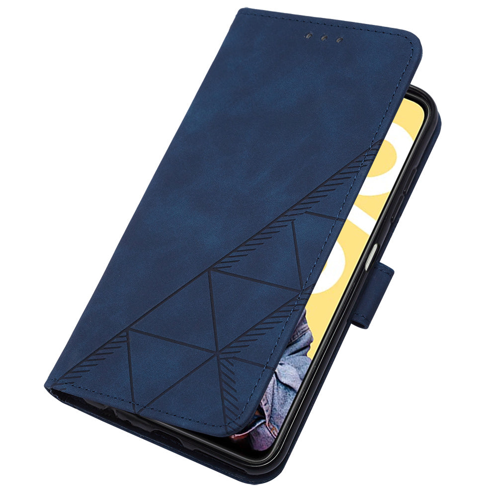 YB Imprinting Series-2 For Realme C55 PU Leather Phone Case Imprinted Lines Stand Wallet Drop-proof Cover