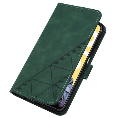 YB Imprinting Series-2 For Realme C55 PU Leather Phone Case Imprinted Lines Stand Wallet Drop-proof Cover