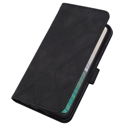 YB Imprinting Series-2 Stand Shell for Nokia C32 (TA-1534) PU Leather Phone Case Imprinted Lines Wallet Cover