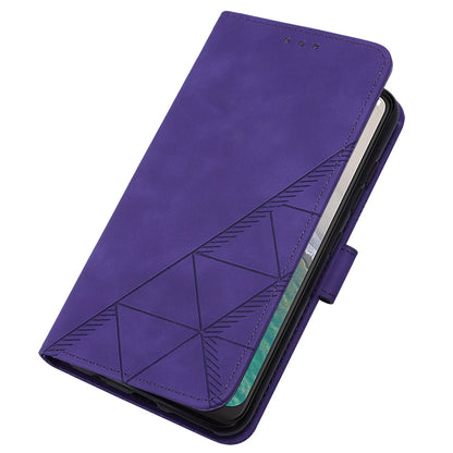 YB Imprinting Series-2 Stand Shell for Nokia C32 (TA-1534) PU Leather Phone Case Imprinted Lines Wallet Cover