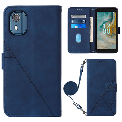 YB Imprinting Series-2 For Nokia C02 (TA-1522) Imprinted Lines PU Leather Wallet Case Phone Stand Cover