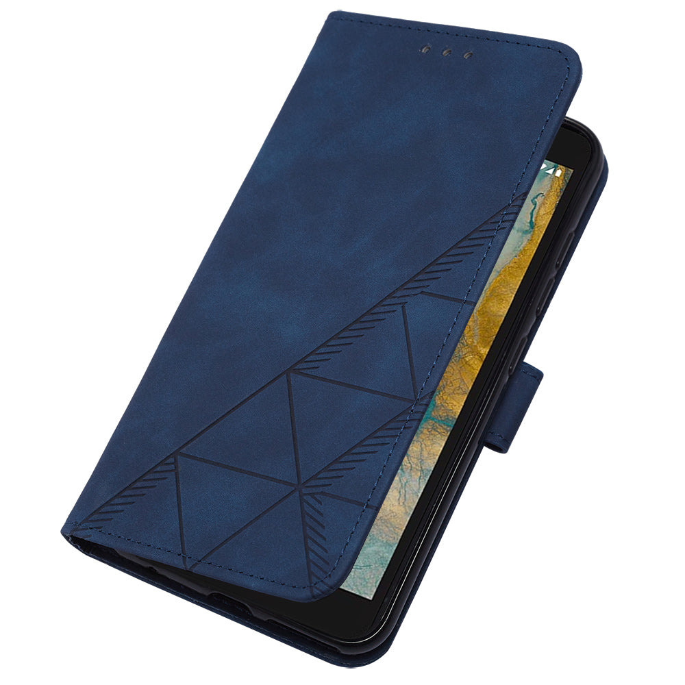 YB Imprinting Series-2 For Nokia C02 (TA-1522) Imprinted Lines PU Leather Wallet Case Phone Stand Cover