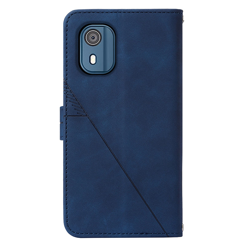 YB Imprinting Series-2 For Nokia C02 (TA-1522) Imprinted Lines PU Leather Wallet Case Phone Stand Cover