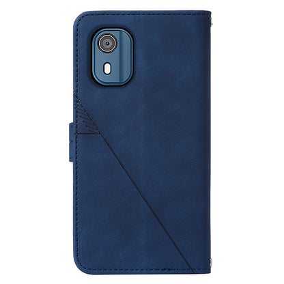 YB Imprinting Series-2 For Nokia C02 (TA-1522) Imprinted Lines PU Leather Wallet Case Phone Stand Cover