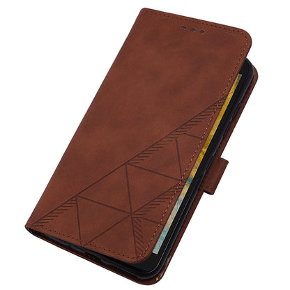 YB Imprinting Series-2 For Nokia C02 (TA-1522) Imprinted Lines PU Leather Wallet Case Phone Stand Cover
