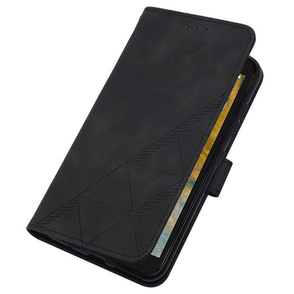 YB Imprinting Series-2 For Nokia C02 (TA-1522) Imprinted Lines PU Leather Wallet Case Phone Stand Cover