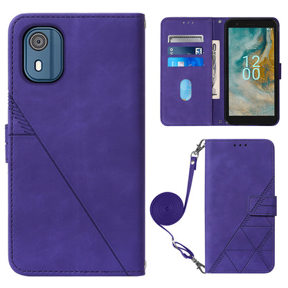 YB Imprinting Series-2 For Nokia C02 (TA-1522) Imprinted Lines PU Leather Wallet Case Phone Stand Cover