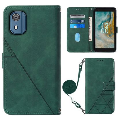 YB Imprinting Series-2 For Nokia C02 (TA-1522) Imprinted Lines PU Leather Wallet Case Phone Stand Cover
