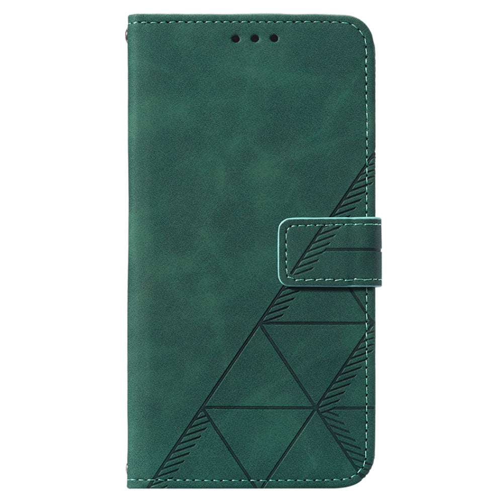YB Imprinting Series-2 For Nokia C02 (TA-1522) Imprinted Lines PU Leather Wallet Case Phone Stand Cover